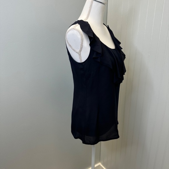 Tory Burch Navy Blue 100% Silk Ruffled blouse size 2 - Picture 3 of 9